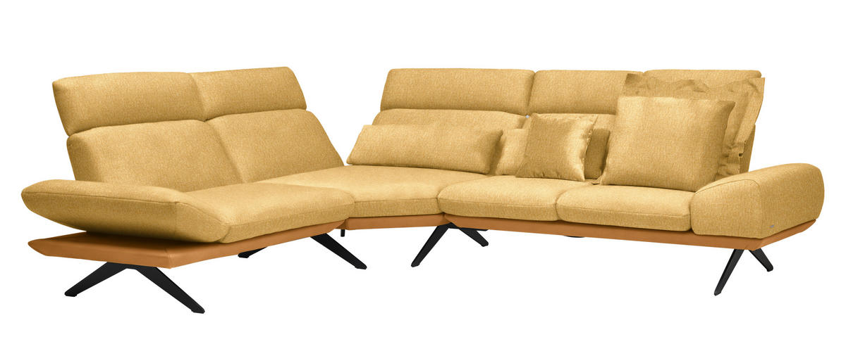 ECKSOFA Chenille, Flachgewebe Gelb  - Gelb/Schwarz, Design, Textil/Metall (239/270cm) - Koinor