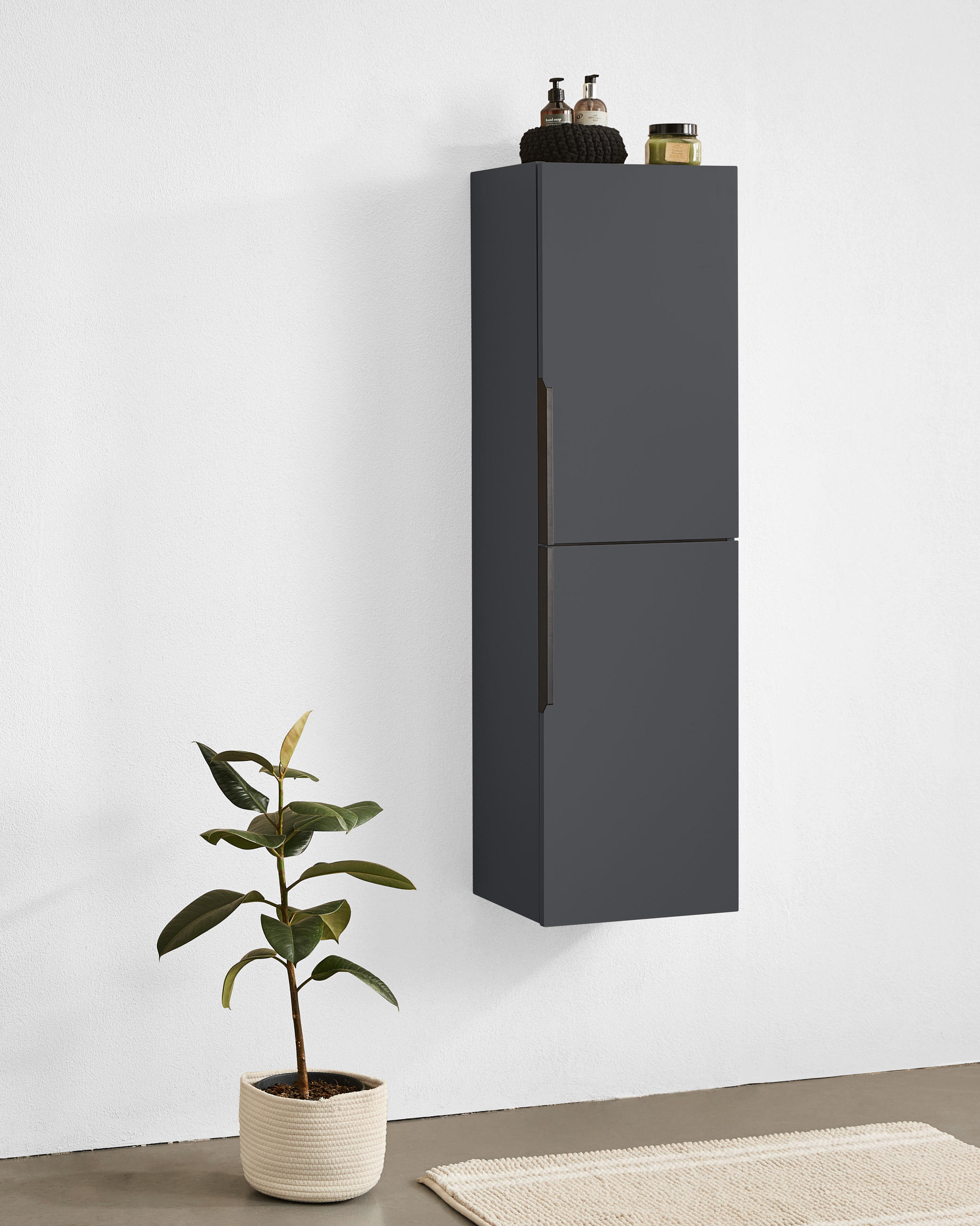 Thumbnail - Mid.you Midischrank Maris, Anthrazit, Glas, Kiefer, 2 Fächer, 40x138x32 cm, FSC Mix, CE, individuelle Inneneinteilung, h...