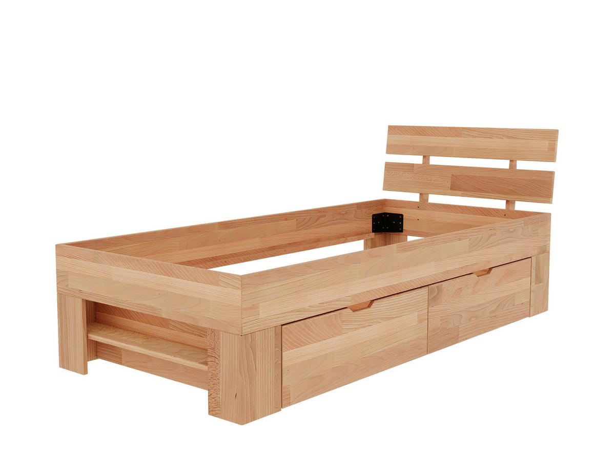 STAURAUMBETT 90/200 cm  in Kernbuche  - Kernbuche, Natur, Holz (90/200cm) - Livetastic