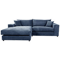 ECKSOFA FUNNY S Blau Cord, Velours  - Blau/Schwarz, Basics, Kunststoff/Textil (180/265cm) - Livetastic