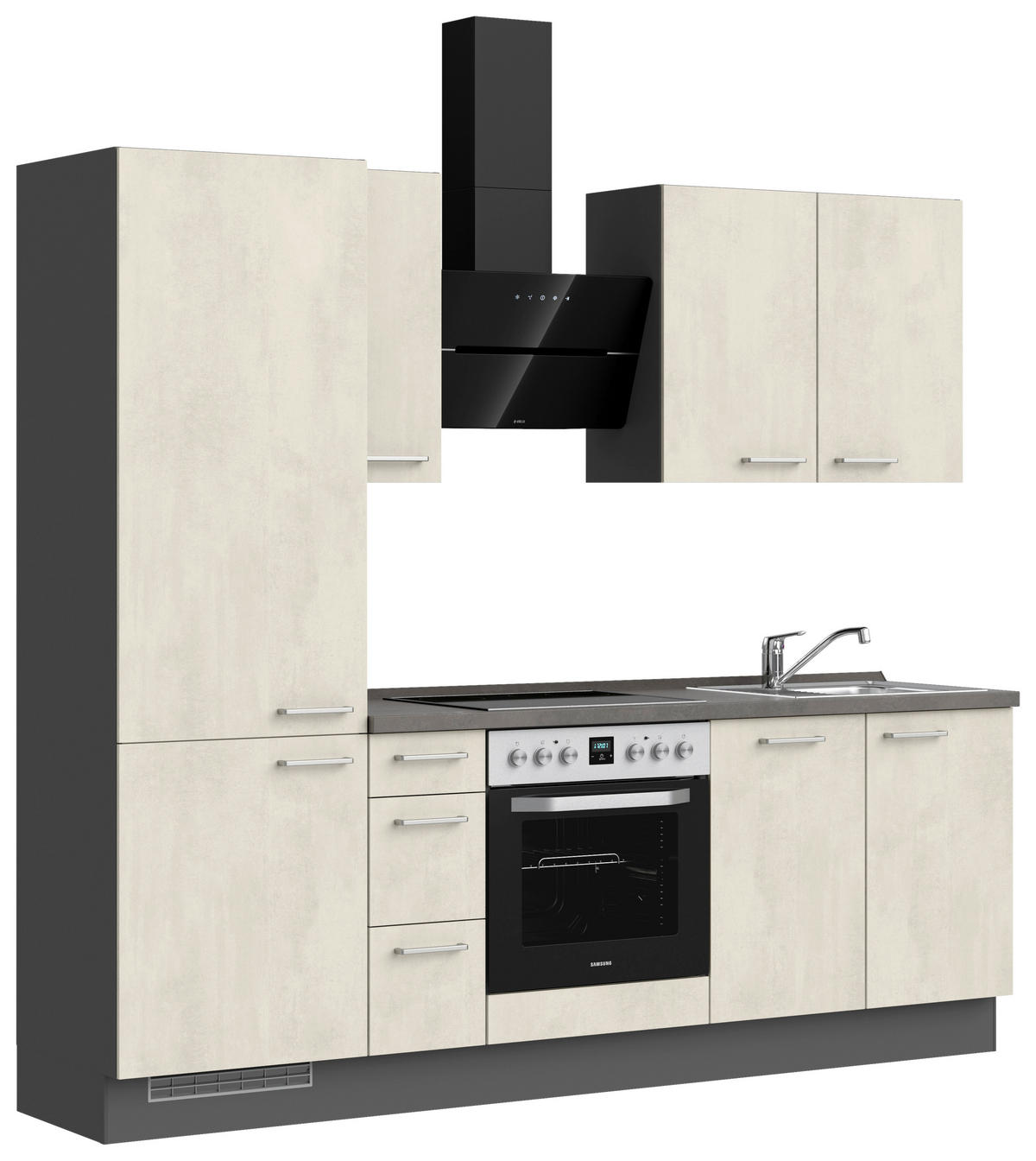KÜCHENBLOCK Riva 240 cm  in Schieferfarben, Weiß  - Schieferfarben/Edelstahlfarben, MODERN, Holzwerkstoff/Metall (240cm) - Nobilia
