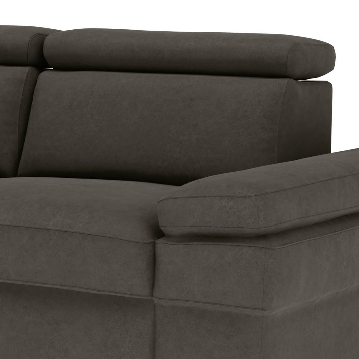 ECKSOFA in Mikrofaser Anthrazit  - Anthrazit/Silberfarben, Konventionell, Textil/Metall (259/82/182cm) - Trendmanufaktur
