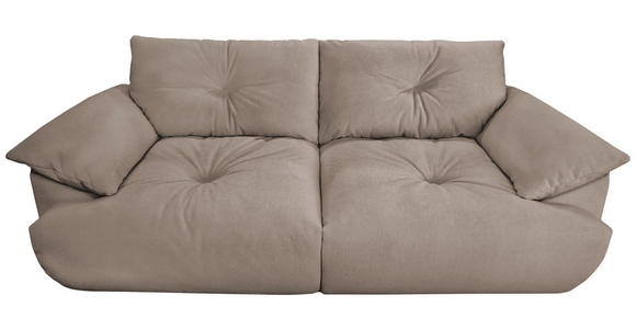 BIGSOFA Webstoff Beige  - Beige/Schwarz, KONVENTIONELL, Kunststoff/Textil (243/90,5/130cm) - Ambia Home
