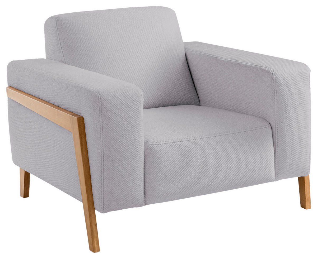 SESSEL in Struktur Hellgrau  - Eichefarben/Hellgrau, Design, Holz/Textil (105/84/96cm) - Stylife