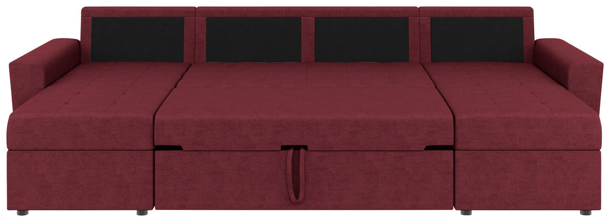 WOHNLANDSCHAFT TERMOLI Rot Jacquard  - Rot/Schwarz, Design, Kunststoff/Textil (155/296/155cm) - MID.YOU