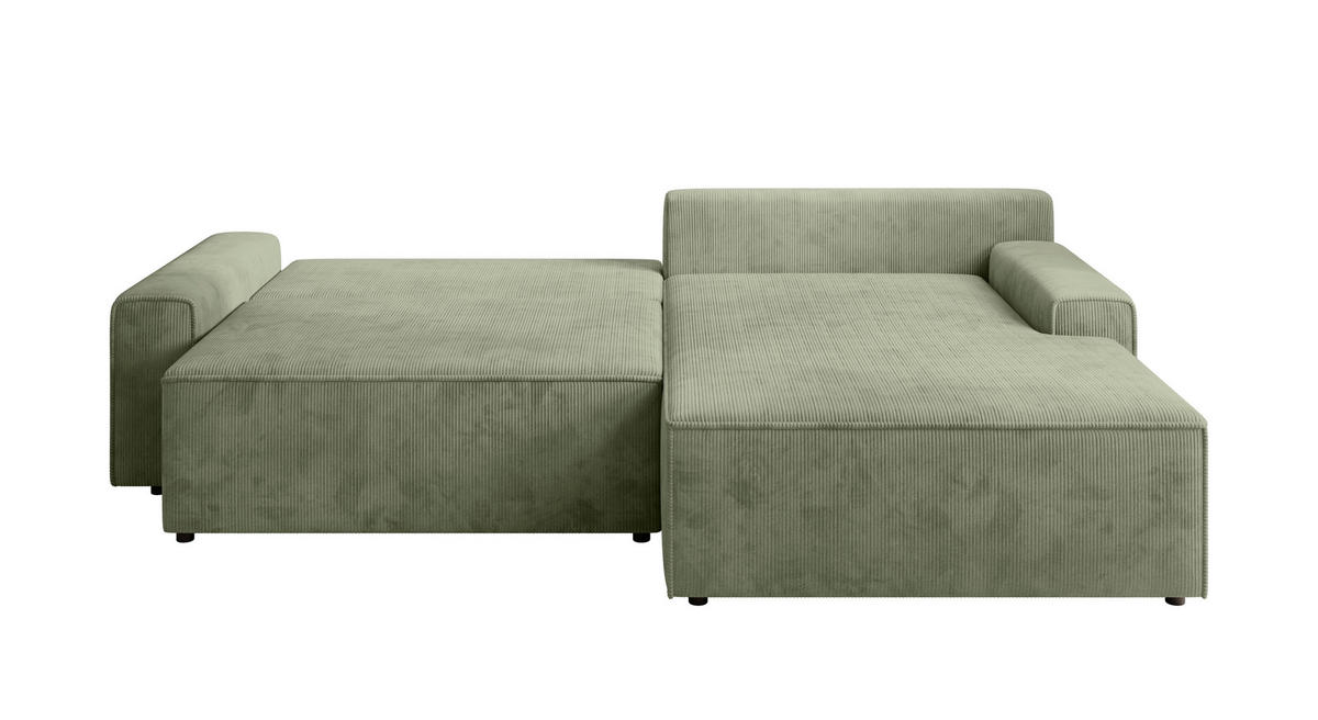 ECKSCHLAFSOFA Cord Grün  - Schwarz/Grün, Modern, Kunststoff/Textil (246/168cm) - Trendmanufaktur