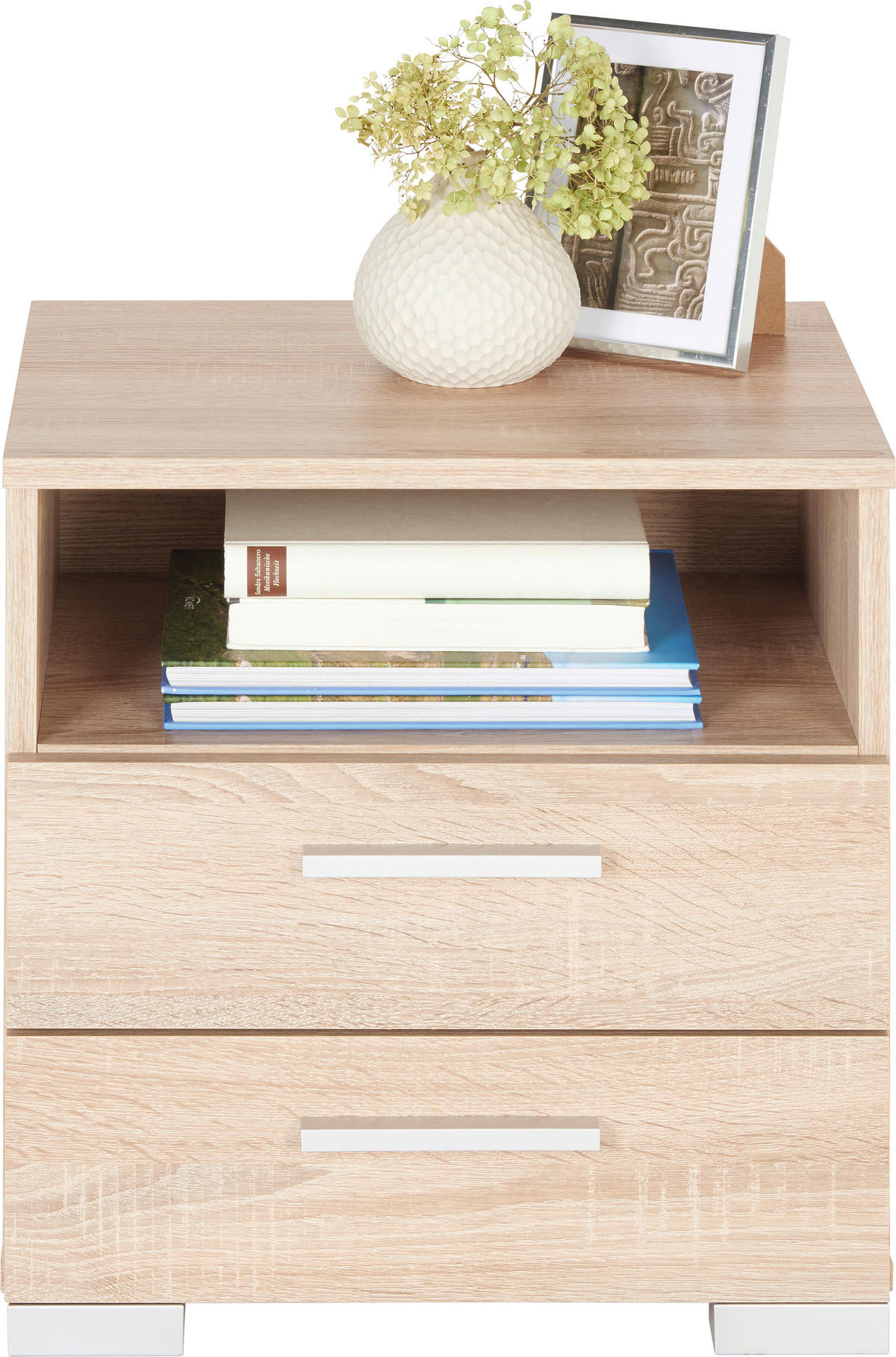 NACHTKÄSTCHEN in Sonoma Eiche  - Alufarben/Sonoma Eiche, Design, Holzwerkstoff/Kunststoff (45/47,5/35cm) - Carryhome