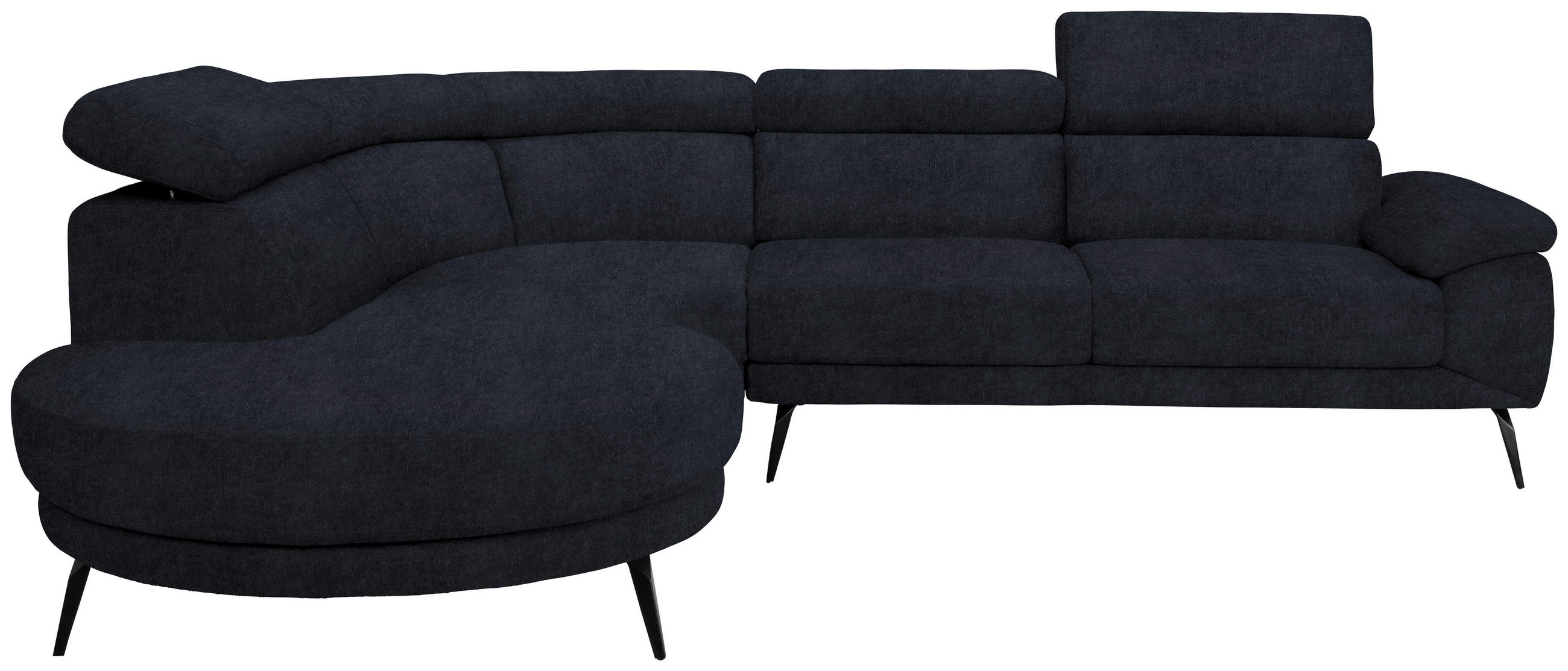 ECKSOFA in Velours Dunkelgrau  264/299 cm  - Dunkelgrau/Schwarz, Design, Textil/Metall (264/299cm) - Novel