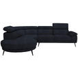ECKSOFA Dunkelgrau Samt  - Dunkelgrau/Schwarz, Design, Textil/Metall (264/299cm) - Novel