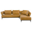 ECKSOFA  in Echtleder Dunkelgelb  282/222 cm  - Dunkelgelb/Schwarz, Design, Leder/Metall (282/222cm) - Dieter Knoll