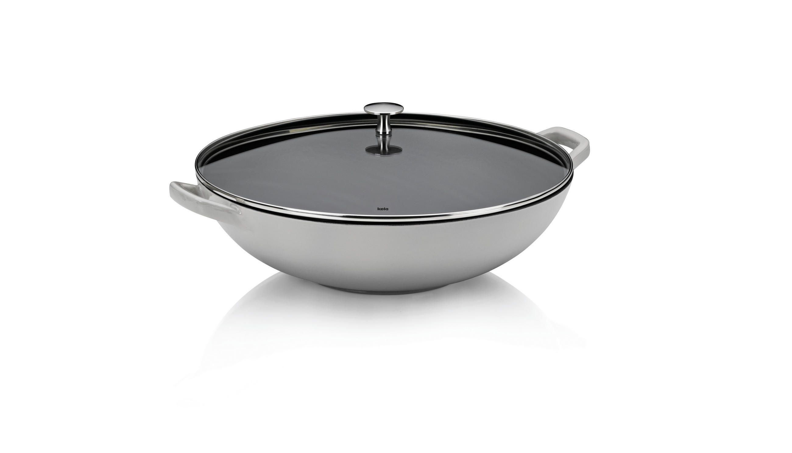 WOK Calido  - Hellgrau, KONVENTIONELL, Glas/Metall (36/10cm) - Kela