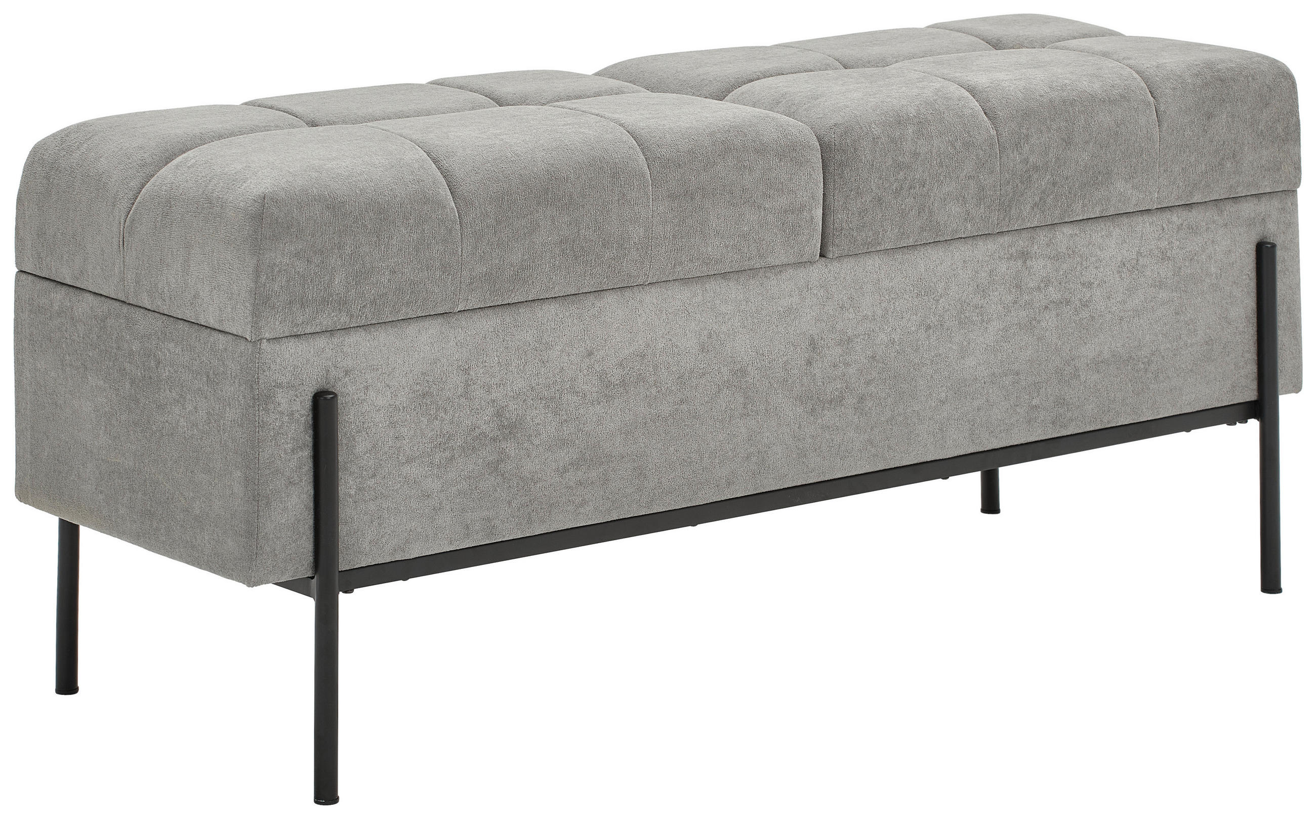 HOCKERBANK 121/47/41 cm Samt, Vliesstoff Grau, Schwarz  - Schwarz/Grau, Trend, Textil/Metall (121/47/41cm) - Xora