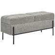 HOCKERBANK 121/47/41 cm Samt, Vliesstoff Grau, Schwarz  - Schwarz/Grau, Trend, Textil/Metall (121/47/41cm) - Xora