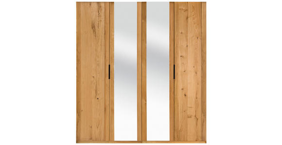 DREHTÜRENSCHRANK in Eichefarben - Eichefarben/Schwarz, Natur, Glas/Holz (198/222/63cm) - Valnatura