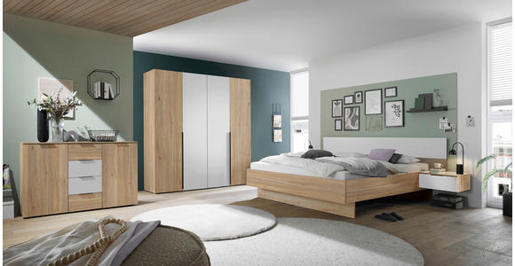KLEIDERSCHRANK  in Weiß, Eichefarben  - Eichefarben/Schwarz, KONVENTIONELL, Holzwerkstoff/Kunststoff (200/210/53cm) - Carryhome