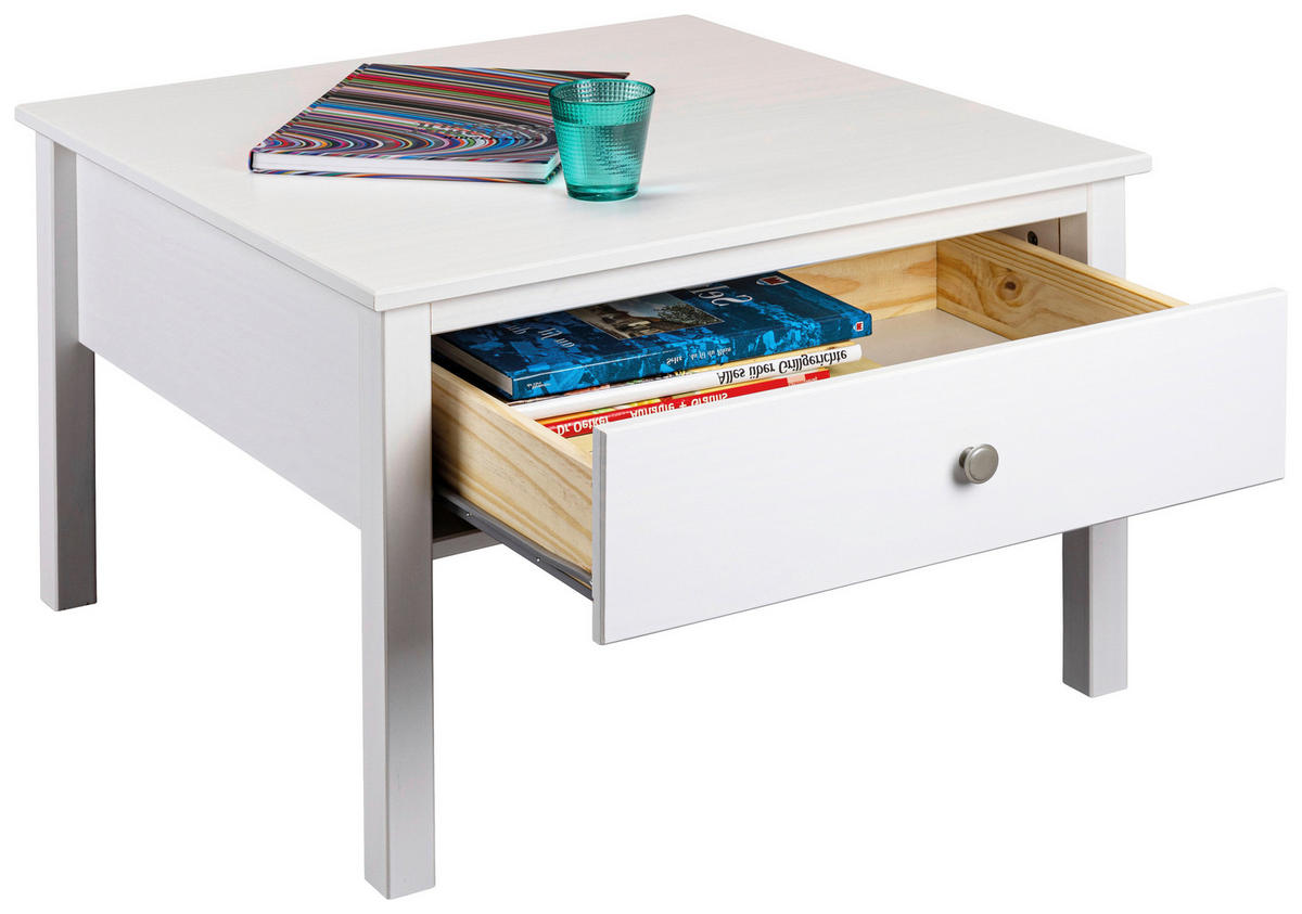 KLUBSKA MIZA, bela  - srebrne barve/bela, Design, kovina/les (70/70/47cm) - Livetastic