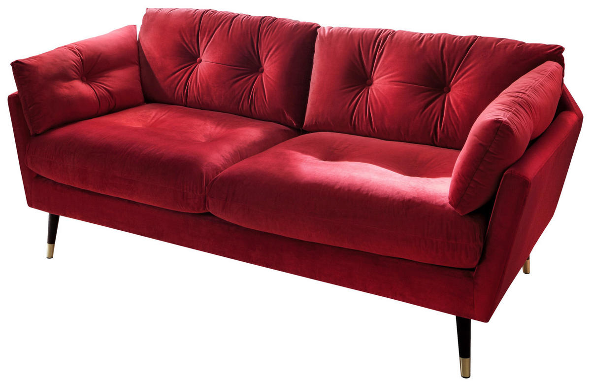 2-SITZER-SOFA JAPAN-2S SOFA Samt Dunkelrot  - Dunkelrot, MODERN, Textil (167/84/93cm) - MID.YOU