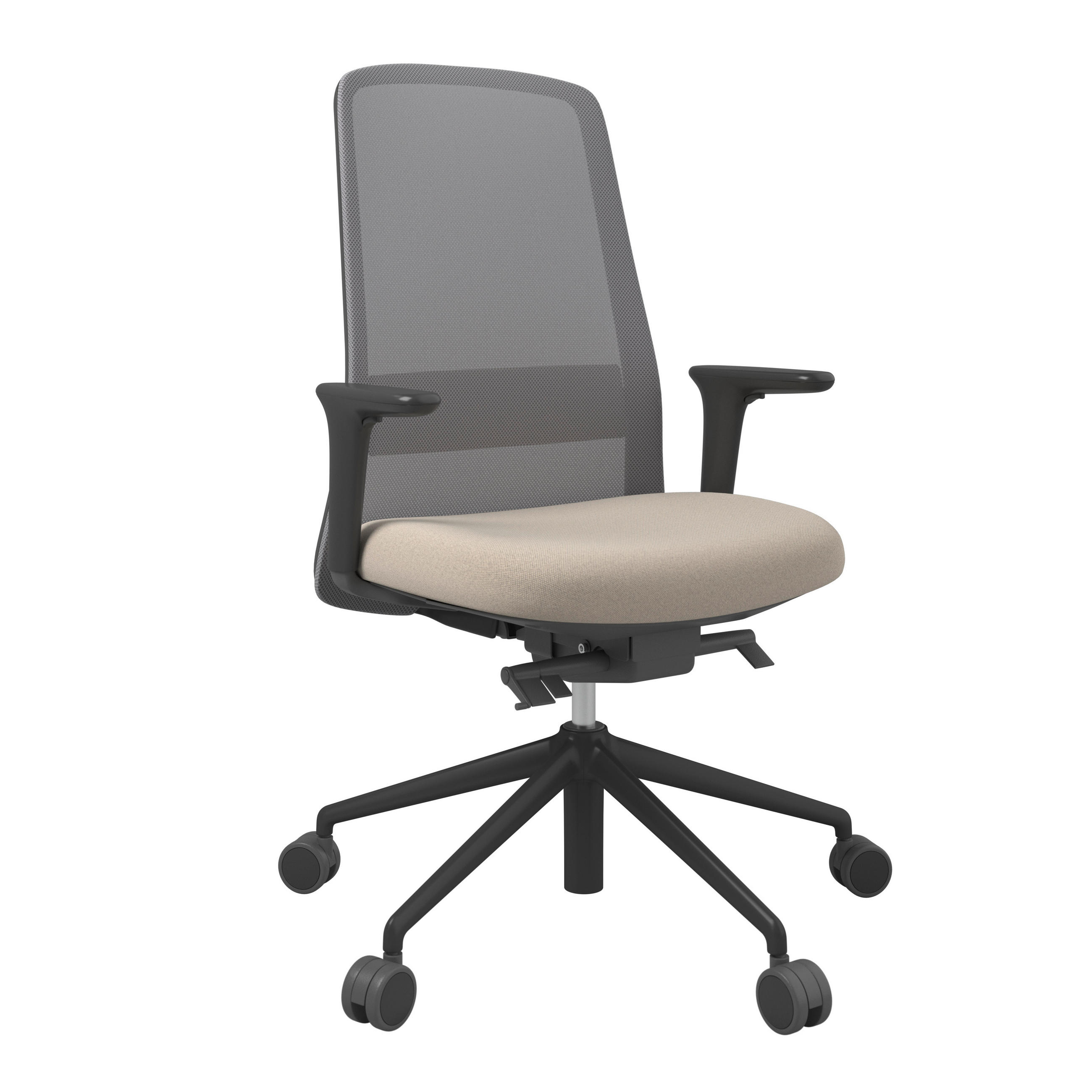 DREHSTUHL Grau, Schwarz, Beige  - Beige/Schwarz, MODERN, Kunststoff/Textil (70/103-115/70cm)