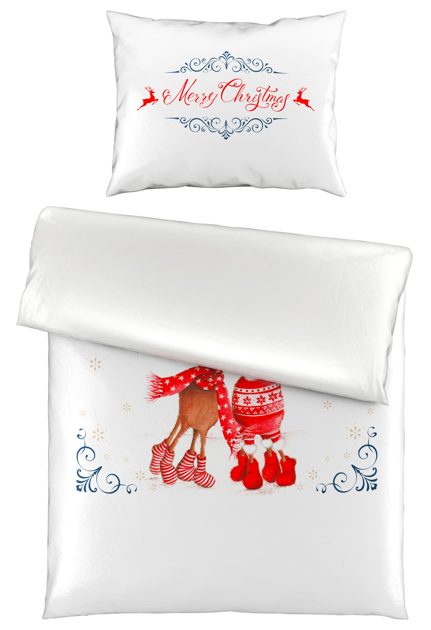 POSTELJINA SA DVA LICA FRUU 140/200 cm saten crvena, bela  - bela/crvena, Osnovno, tekstil (140/200cm) - X-Mas
