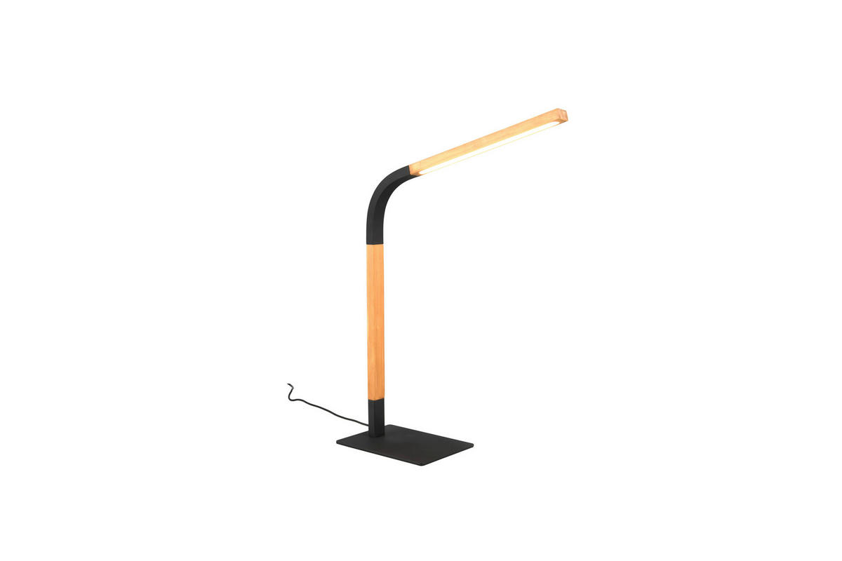 STOLNÁ LED LAMPA, SwitchDim stmievač,  - čierna/prírodná farba, Basics, kov/drevo (73,5/18/38cm)