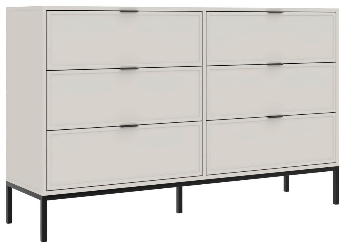 KOMMODE , 150/92/40 cm, 6 Schublade(n)  - Kaschmir/Schwarz, Design, Holzwerkstoff/Metall (150/92/40cm) - MID.YOU