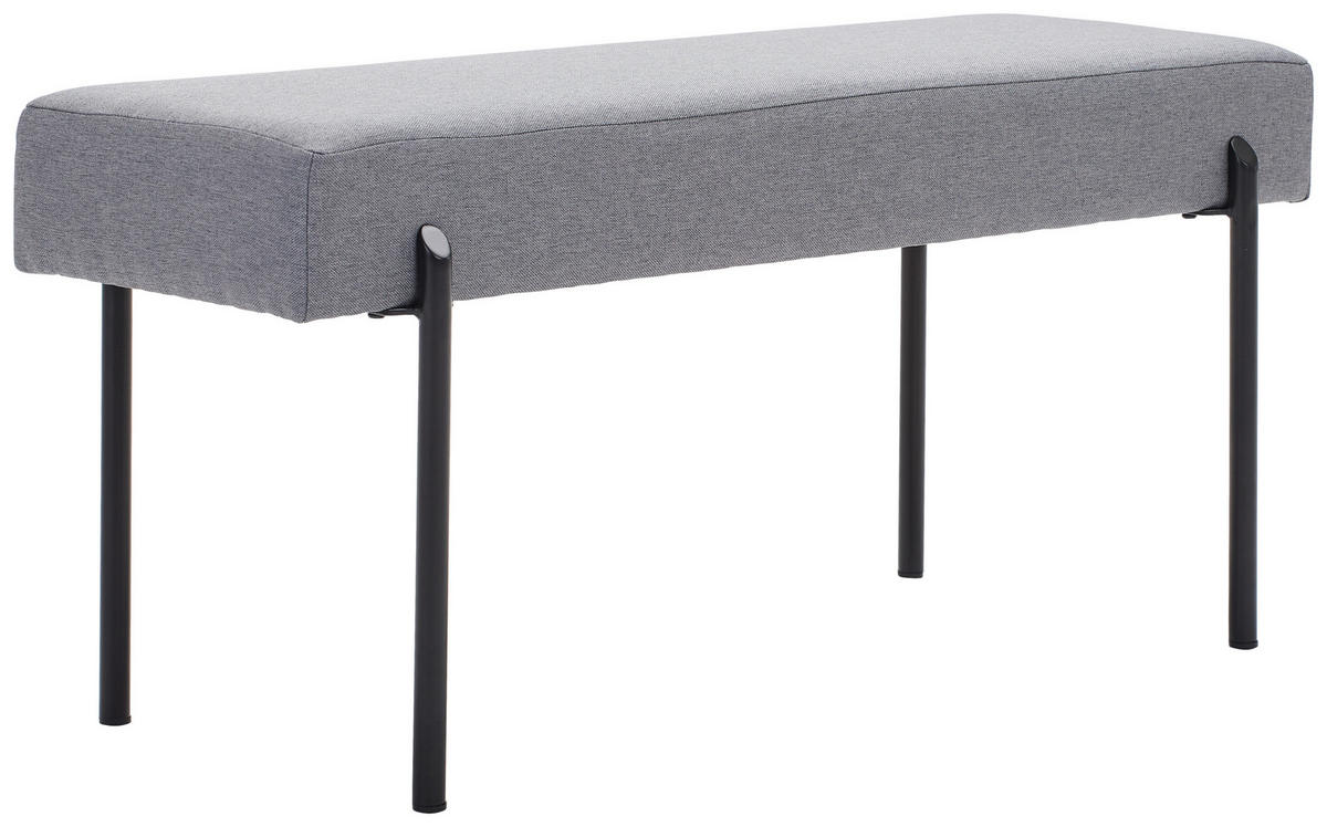 HOCKERBANK 100/45/35 cm Webstoff Hellgrau  - Hellgrau/Schwarz, MODERN, Textil/Metall (100/45/35cm) - Novel