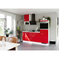 KÜCHENLEERBLOCK 215 cm   in Rot  - Weiss/Edelstahlfarben, Design, Holzwerkstoff/Metall (215cm) - Impuls