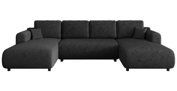 Wohnlandschaft inkl. Funktion Anthrazit Cord  - Anthrazit/Schwarz, KONVENTIONELL, Textil (200/360/200cm) - Xora