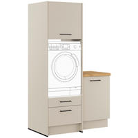 WASCHMASCHINENSCHRANK 123/206,2/58 cm Hellgrau  - Hellgrau/Schwarz, Basics, Holzwerkstoff/Metall (123/206,2/58cm) - Impuls
