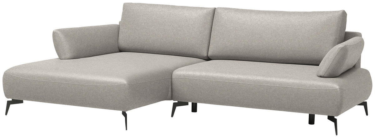 ECKSOFA COLORADO in Struktur Taupe  - Taupe/Schwarz, Design, Textil/Metall (186/284cm) - Lomoco