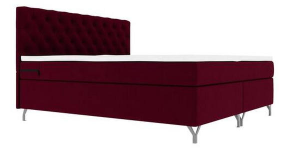 BOXSPRINGBETT 140/200 cm  in Weinrot  - Chromfarben/Weinrot, KONVENTIONELL, Textil/Metall (140/200cm) - Carryhome