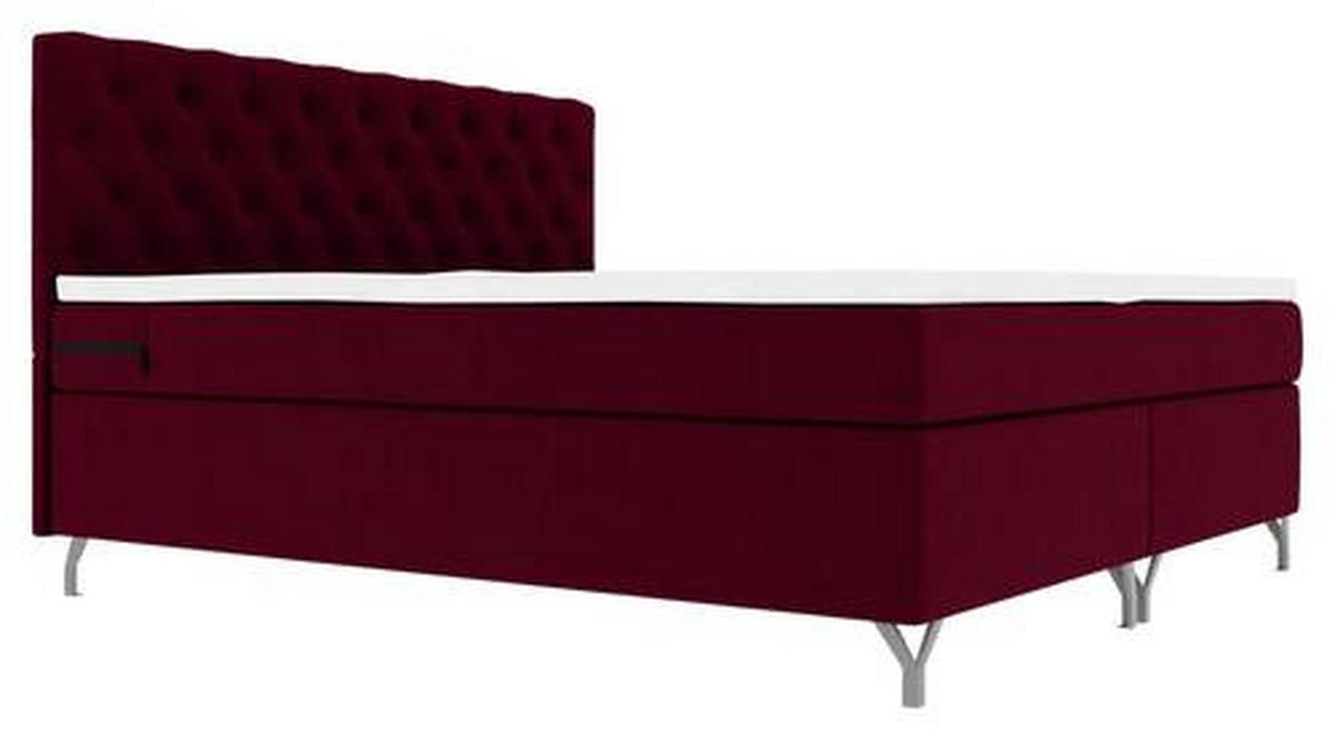 BOXSPRINGBETT 180/200 cm  in Weinrot  - Chromfarben/Weinrot, Konventionell, Textil/Metall (180/200cm) - Carryhome