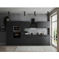 KÜCHENBLOCK 370 cm   in Dunkelgrau  - Dunkelgrau/Schwarz, Design, Holzwerkstoff/Metall (370cm) - Respekta