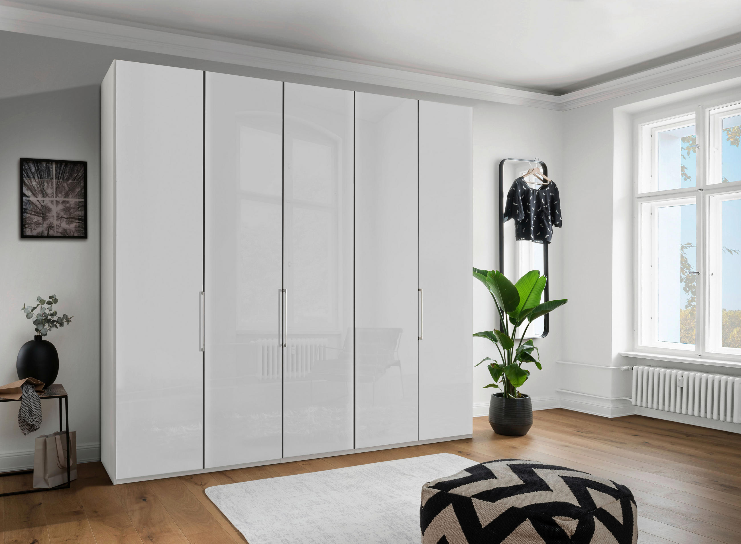 DREHTÜRENSCHRANK 5-türig Weiß - Chromfarben/Weiß, KONVENTIONELL, Glas/Holzwerkstoff (250/216/58cm) - Dieter Knoll