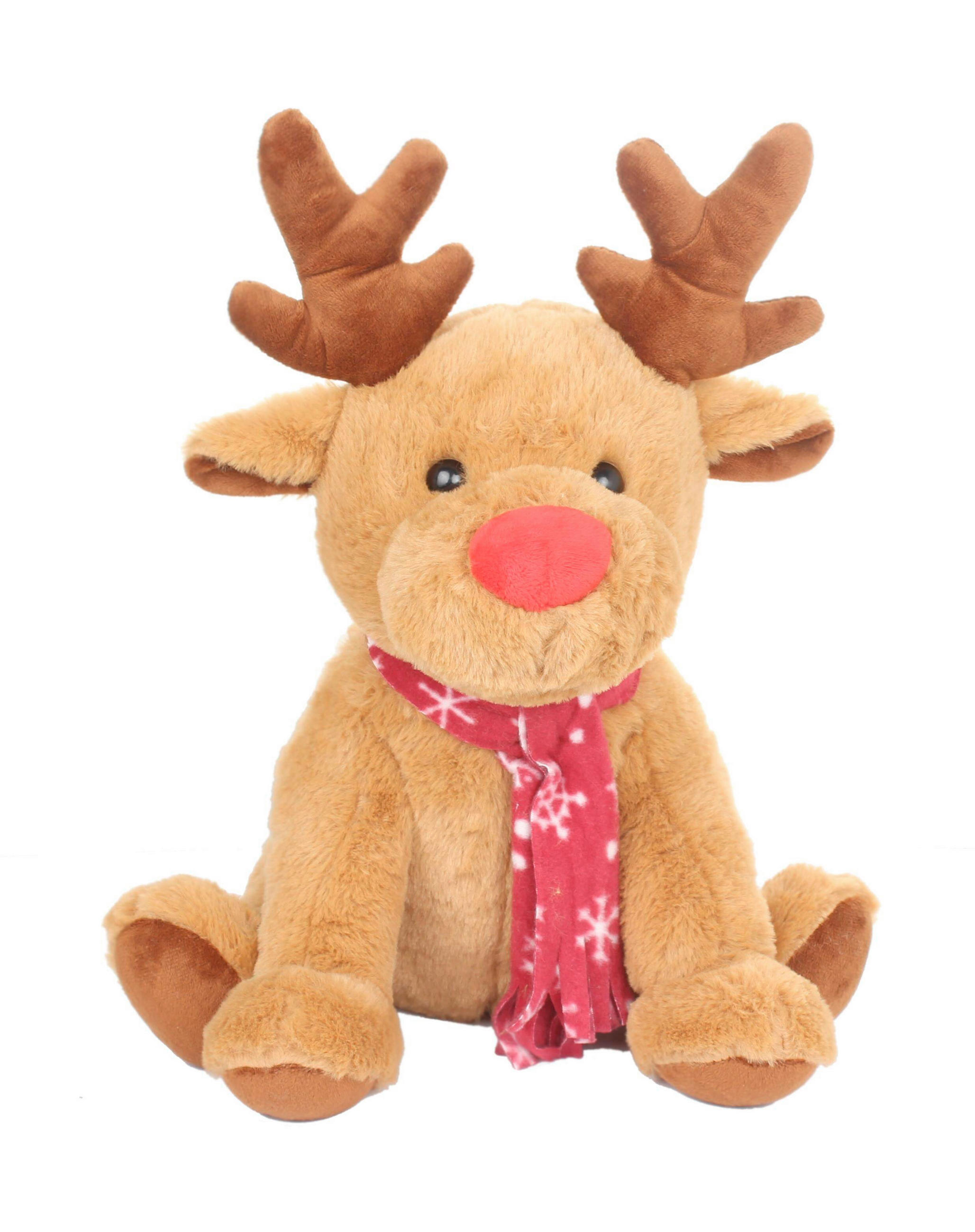 PLÜSCHTIER 32 cm  - Cognac/Rot, Kunststoff/Textil (32cm) - X-Mas