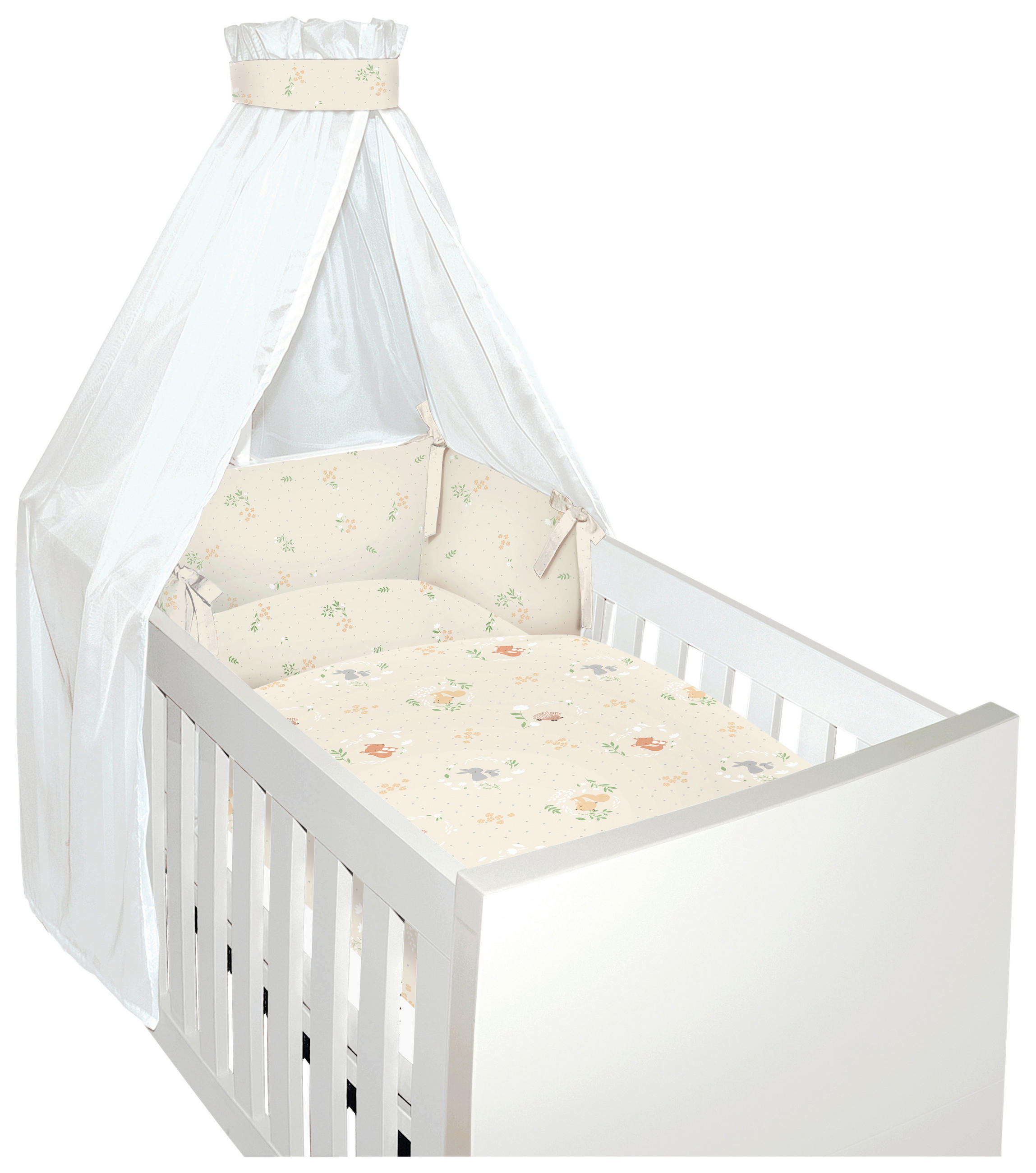 GITTERBETTSET Pretty Forest  - Taupe/Grau, Basics, Textil (100/135cm) - Patinio