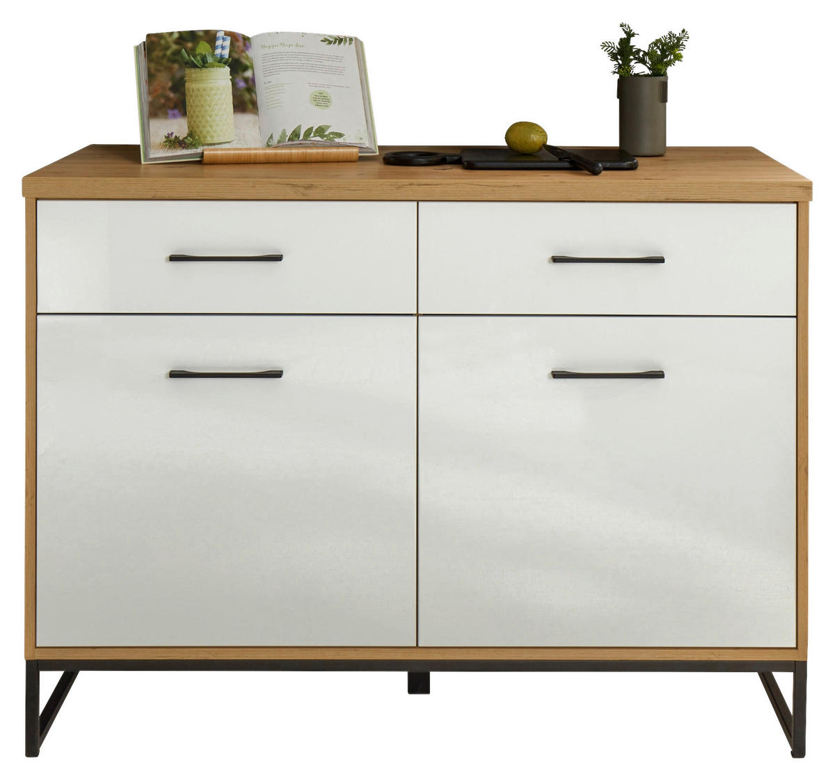 Corp Inferior De Bucătărie 123,2/90,8/60 cm   - alb/culoare lemn stejar, Modern, metal/material pe bază de lemn (123,2/90,8/60cm) - Xora