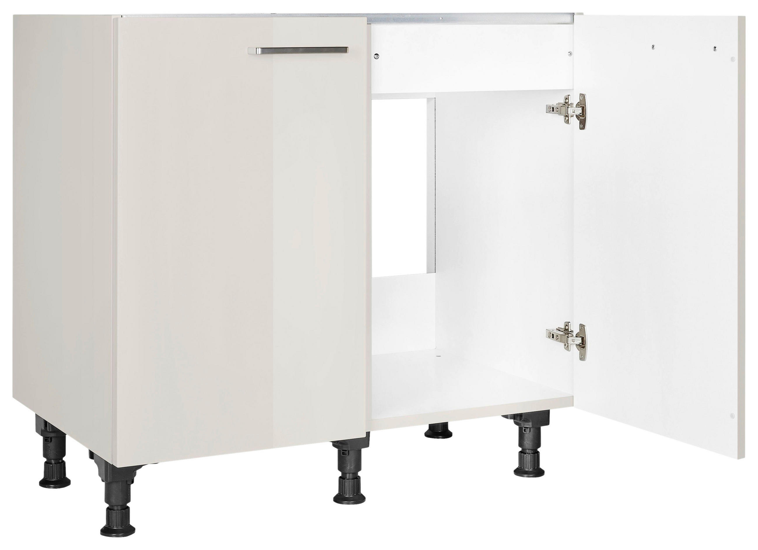 SPÜLENUNTERSCHRANK 90/87/56 cm  in Hellgrau  - Edelstahlfarben/Hellgrau, MODERN, Holzwerkstoff/Metall (90/87/56cm) - Nobilia
