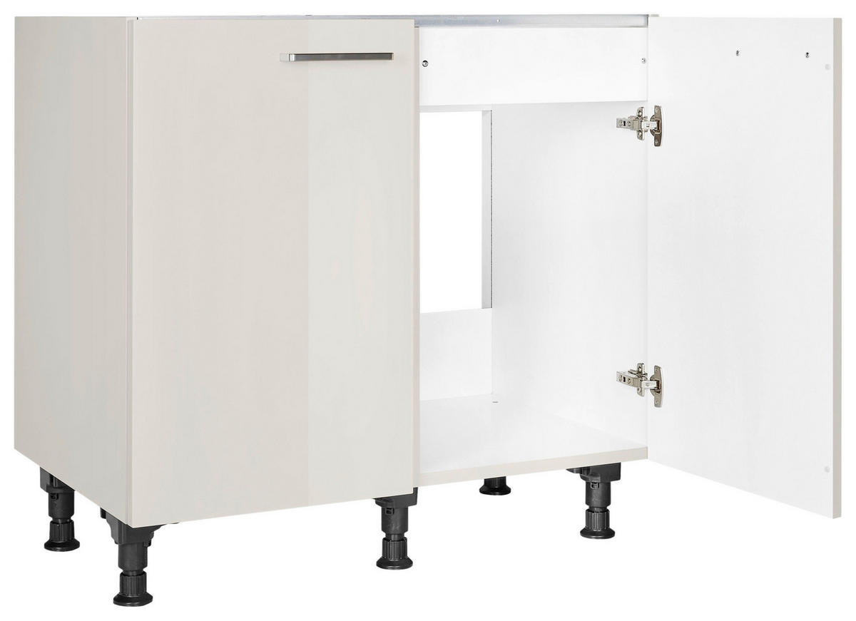 SPÜLENUNTERSCHRANK 90/87/56 cm  in Hellgrau  - Edelstahlfarben/Hellgrau, MODERN, Holzwerkstoff/Metall (90/87/56cm) - Nobilia