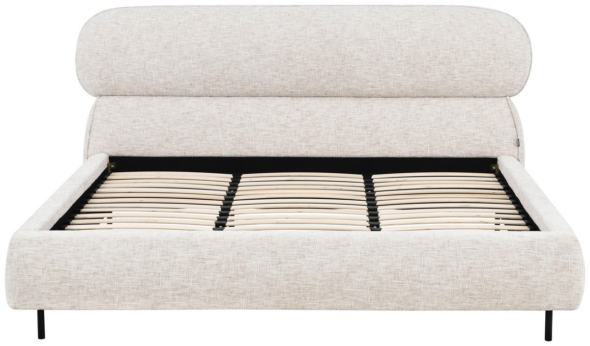 POLSTERBETT 180/200 cm, inkl. gepolstertes Kopfteil, Lattenrost,  in Beige  - Eichefarben/Beige, Design, Holz/Textil (180/200cm) - Boxxx