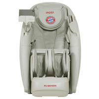 MASSAGESESSEL FC BAYERN MÜNCHEN  mit Lederlook Weiß, Beige integrierte Lautsprecher, Relaxfunktion, Liegefunktion, Sitzheizung, Netzbetrieb, Massagefunktion, Herz-Waage-Funktion, integrierter Akku, abwischbar, ausziehbare Fußstütze, Bluetooth-Lautsprecher, Rückenlehne in S-Form  - Beige/Weiß, KONVENTIONELL, Kunststoff/Textil (86/130/169-190cm) - Welnova