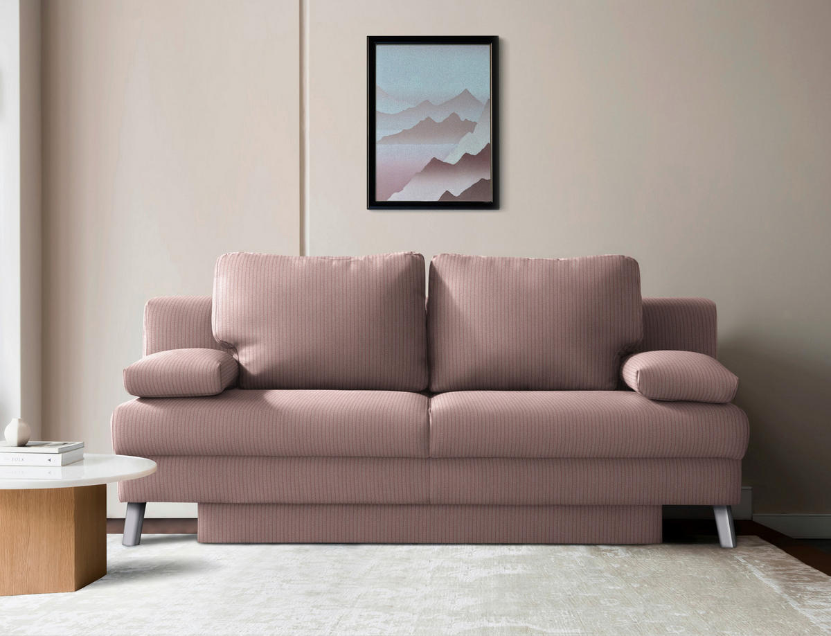 SCHLAFSOFA Cord Rosa  - Chromfarben/Rosa, Modern, Textil/Metall (194/91/90cm) - Novel