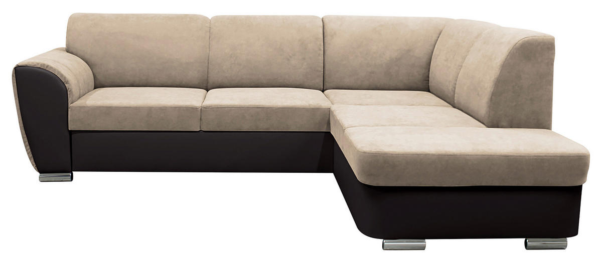 ECKSOFA Dunkelbraun, Beige Velours  - Dunkelbraun/Beige, Design, Kunststoff/Textil (255/196cm) - MID.YOU