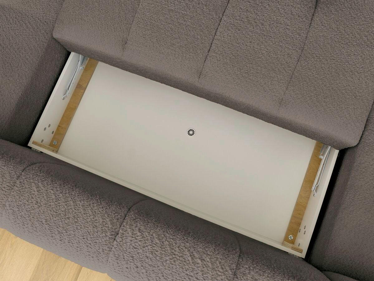 WOHNLANDSCHAFT  FUJI  Taupe Bouclé  - Taupe/Schwarz, MODERN, Kunststoff/Textil (160/377/204cm)