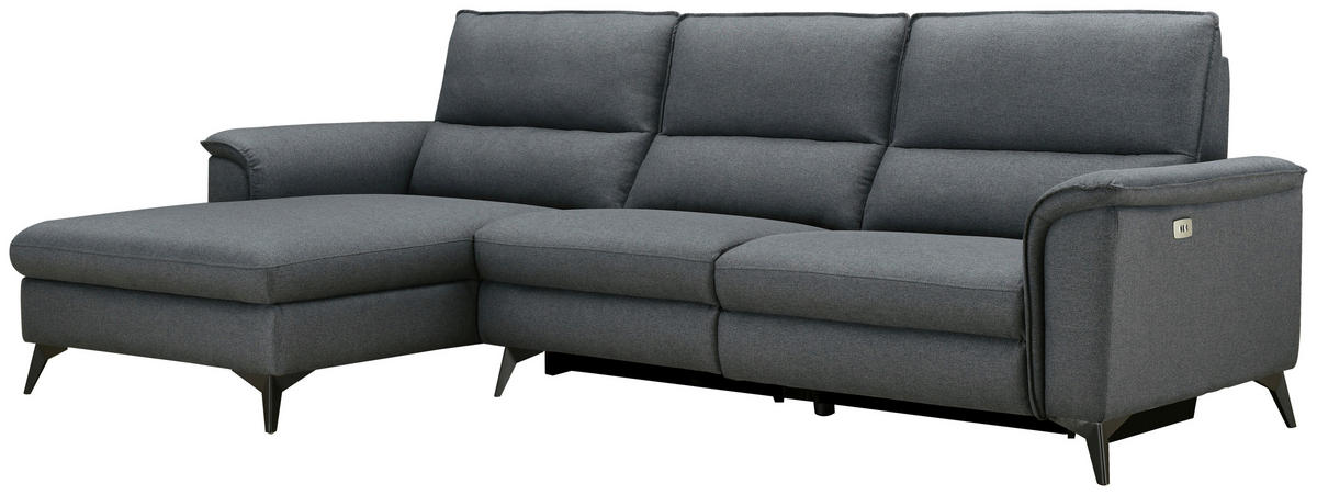 ECKSOFA Anthrazit Webstoff  - Anthrazit/Schwarz, Design, Textil/Metall (155/281cm) - Livetastic