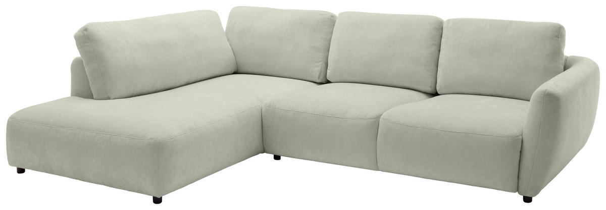 ECKSOFA  in Chenille Salbeigrün  224/307 cm  - Salbeigrün/Schwarz, KONVENTIONELL, Kunststoff/Textil (224/307cm) - Hom`in