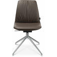 STUHL  in Aluminium Echtleder pigmentiert Metall, Leder  - Alufarben/Braun, Design, Leder/Metall (46/81,5-84,5/55cm) - Johann Jakob