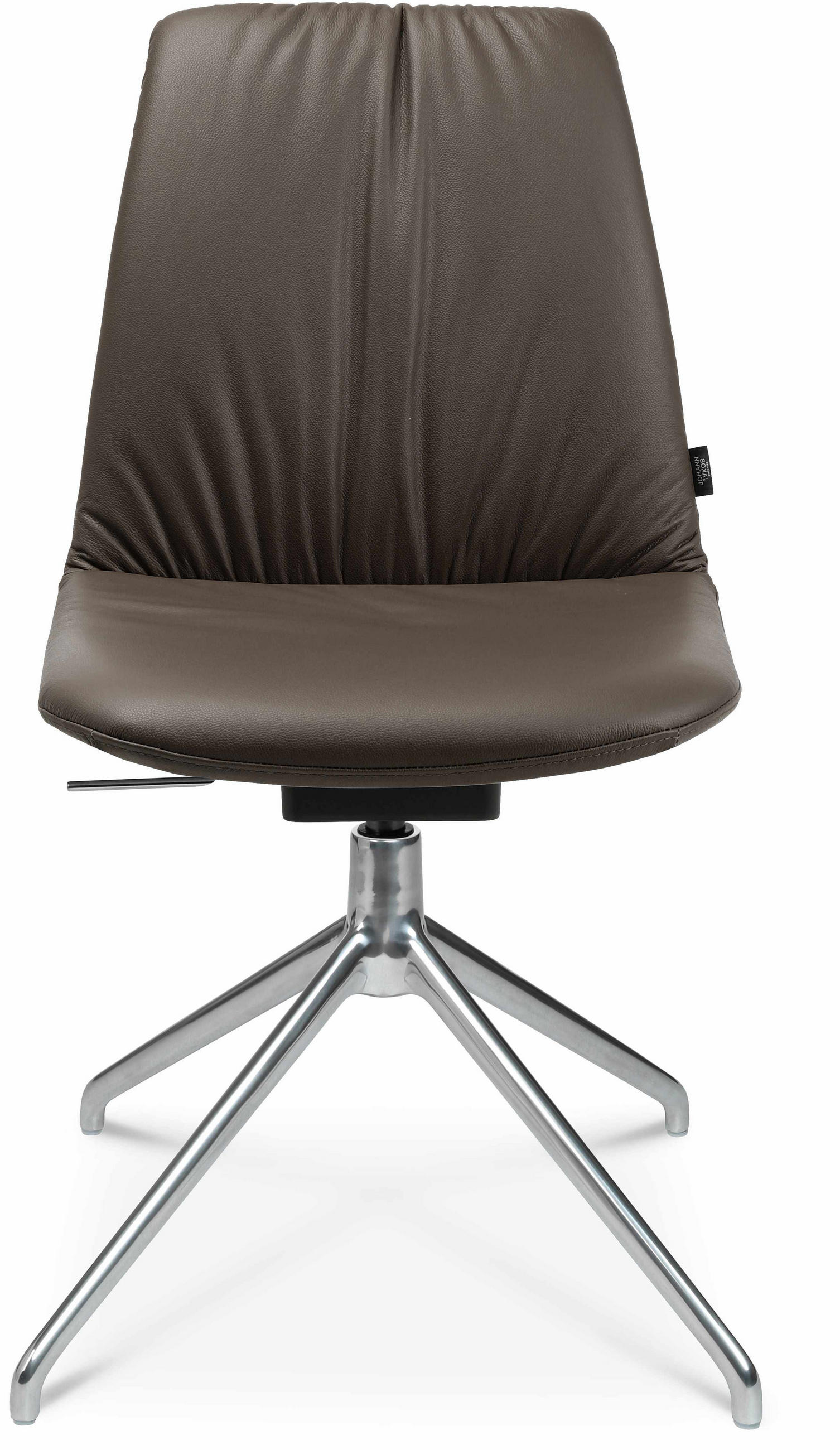 STUHL  in Aluminium Echtleder pigmentiert  - Alufarben/Braun, Design, Leder/Metall (46/81,5-84,5/55cm) - Johann Jakob