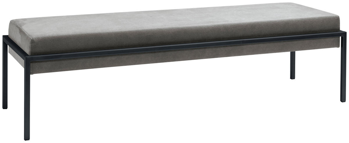 BETTBANK Textil Anthrazit, Grau  - Anthrazit/Grau, Design, Textil/Metall (144/38/44cm) - Hasena