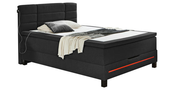 BOXSPRINGBETT 140/200 cm  in Anthrazit  - Anthrazit/Schwarz, Design, Holzwerkstoff/Kunststoff (140/200cm) - Carryhome